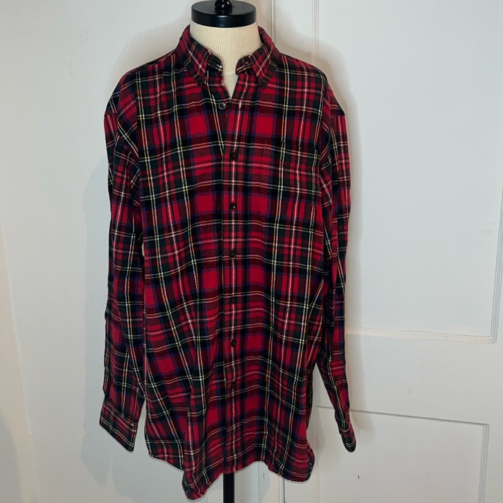 Vintage L.L.Bean red scotch tartan flannel shirt
